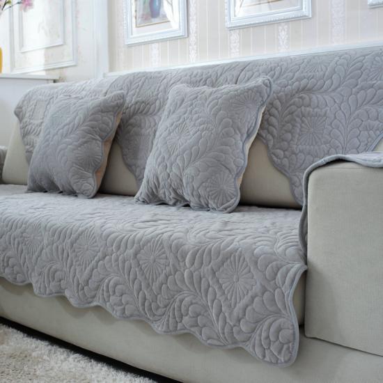 ULTRASONIC SUPER SOFT SOFA COVERS LIGHT GREY FLOWER