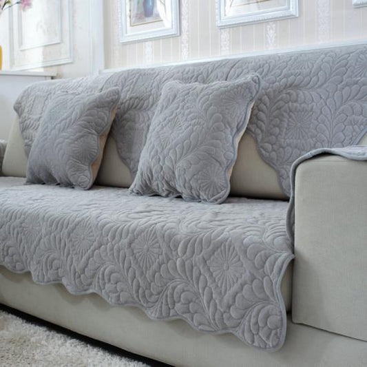 ULTRASONIC SUPER SOFT SOFA COVERS LIGHT GREY FLOWER